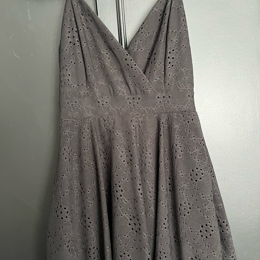 Elegant Black Eyelet Dress With Built in Shorts